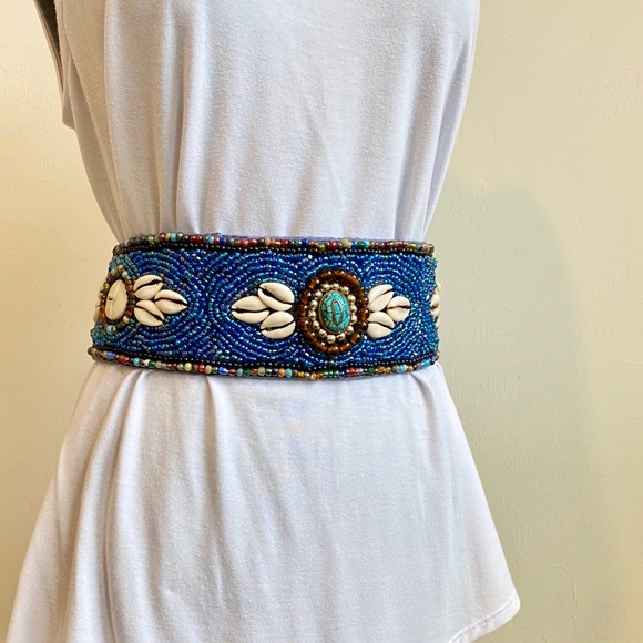 LAST CHANCE SALE! Adjustable Coastal Nautical Beach Beaded Cowrie Shell Belt